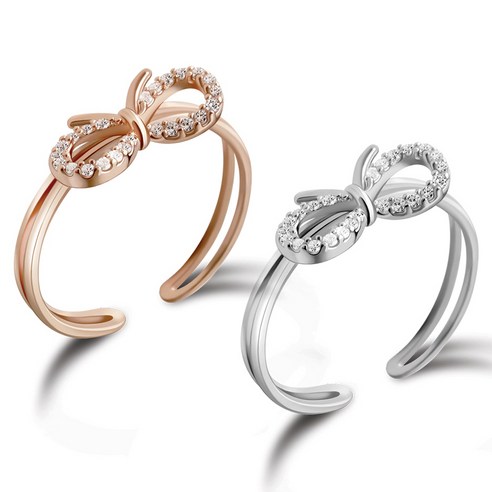 마리끌레르 여성용 리봉봉 오픈링 14K Gold Plated 반지 2종 세트 MCFR0353