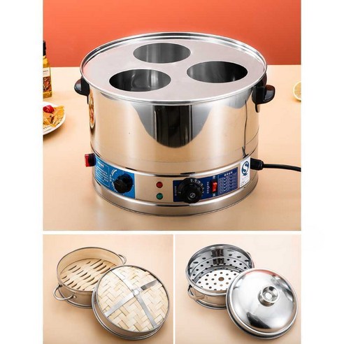 전기 만두 찜기 업소용 원형 포장마차 옥수수 찐빵, 스팀 오븐 40cm+16cm찜통 12개+덮개3