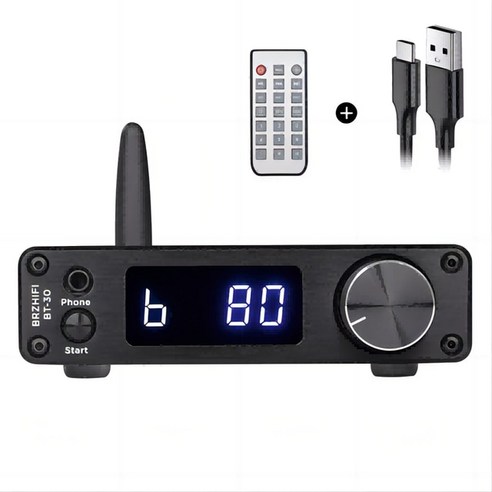 블루투스 5.1 수신기 오디오 디코더 BRZHIFI-BT30, Black, BT30 블랙