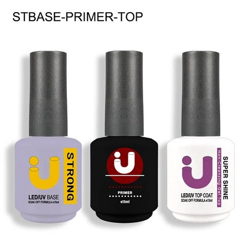 UNO JYJ 프라이머 네일 젤 키트 고무 베이스 및 영구 탑 코트 세트 반영구 매니큐어 로트 래커 UV 젤락 15ml, [03] base-primer-top, 1개