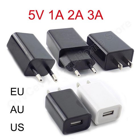 호환 여행용 USB 어댑터 휴대폰 충전기 전원 공급 벽 데스크탑 충전 보조배터리 EU US AU 플러그 블랙 화이트 u 5V 1A 2A 3A, [02] 5V 2A, [03] white-EU