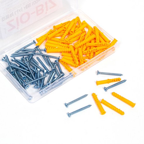ZIO-BIZ 칼블럭 나사 세트 100pcs 6x40mm / 콘크리트 칼블럭 시멘트 타일 벽돌 석고보드 목재 칼블럭 나사 못 피스 칼브럭 공구, 1개