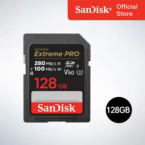 샌디스크코리아 공식인증정품 Extreme Pro 익스트림 프로 SDXC UHS-2 SD메모리카드 UHS-II V60 SDXEP 128GB, 128기가, 1개