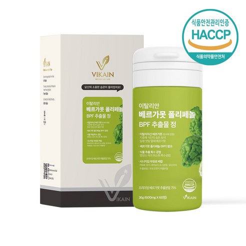 비카인 이탈리안 베르가못 폴리페놀 BPF 추출물 정 목넘김이 쉬운 600mg 60정 하루1~2정, 4개