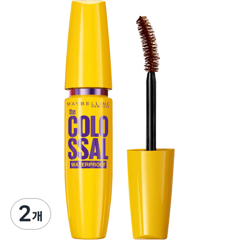 메이블린 뉴욕 콜로썰 워터프루프 마스카라 9.2ml, 리얼 브라운, 2개