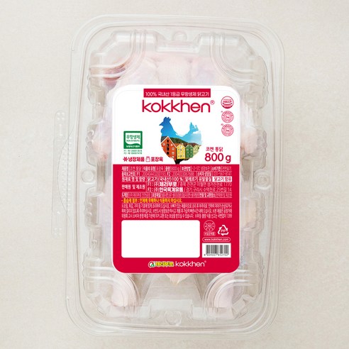 코켄 무항생제 인증 통닭, 800g, 4개