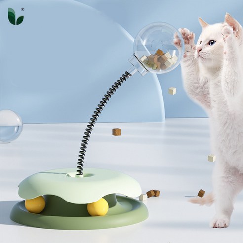 [LxU] 고양이 펀칭 스윙 장난감 간식기, 1개, 크림화이트