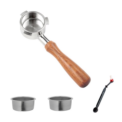 브레빌 포터필터 더블스파웃 54mm 호환 바텀리스 2샷 바스켓 HSM 8시리즈 밤비노, 더블스파웃 로즈우드, 1개