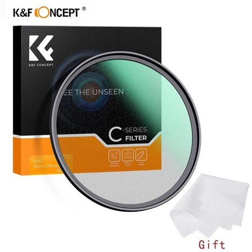 K& F 컨셉 블랙 미스트 확산 렌즈 필터 1/4 1/8 멀티 코팅 니콘 소니 캐논 카메라용 49mm 52mm 58mm 67mm 72mm 77mm 82mm, 02 Black Mist 1-8, 02 52mm