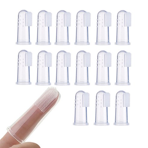 퍼피가드 애견 실리콘 돌기 손가락 칫솔, 15개, 투명