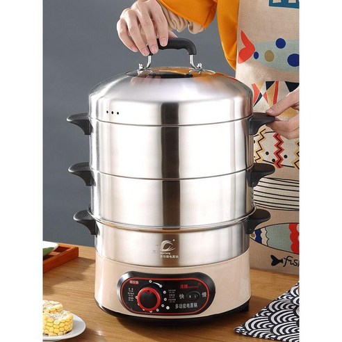 업소용 전기 만두 대형 단 4단 딤섬 계란 증숙기 호빵찜기 보온기, 30cm 3 층 차이니즈 레드 컬렉션 6 개 선물