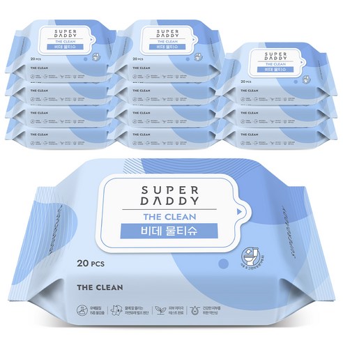 슈퍼대디 더클린 비데물티슈 캡형, 60g, 60매, 6팩