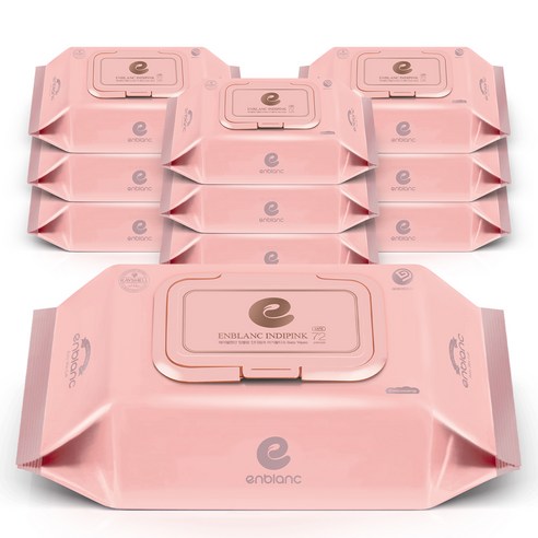 앙블랑 세이프 인디핑크 아기 물티슈 캡형 63gsm, 72매, 60개