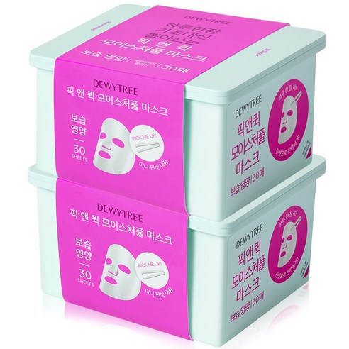 듀이트리 마스크팩 모이스처풀 30매/60매 픽앤퀵뽑아쓰는 마스크 수분팩 1일 1팩, 30개입, 2개