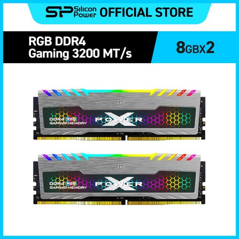 실리콘파워 Silicon Power DDR4 3200/3600 CL16 (PC4-25600/PC4-28800) Turbine RGB 데스크탑용 메모리 RAM, 3200MHz 16GB(8GB*2), 1개