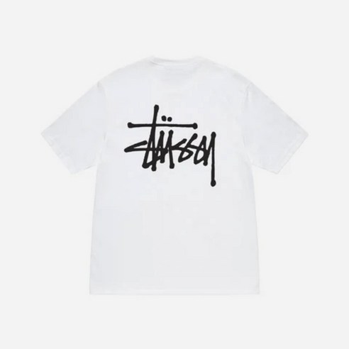 스투시 반팔티셔츠 라운드 베이직 프린트 티셔츠 로고 화이트 [국내매장판] BASIC STUSSY TEE