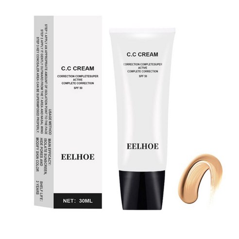 CC 크림 파운데이션 SPF50 색조 보정 페이스 자외선 차단제 방수 및 땀 방지 풀 커버 라이트 하루 종일 울퉁불퉁한 피부 톤을 위한 홀드