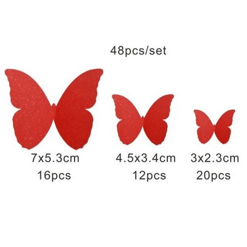 브라이덜 샤워 케이크 장식용 식용 웨이퍼 종이 나비 3D 컵케이크 토퍼 웨딩 생일 베이비 파티 용품 48 개, 없음, 7.mix 색상 A edible