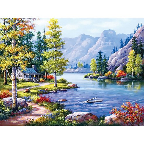 흐르는 강물처럼 (패브릭형) 보석십자수 40x60, 단품, 단품