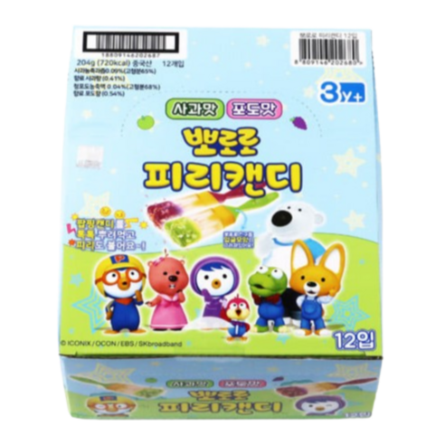 뽀로로 피리캔디 팝핑캔디에 톡톡 피리부는 사탕, 12개, 17g