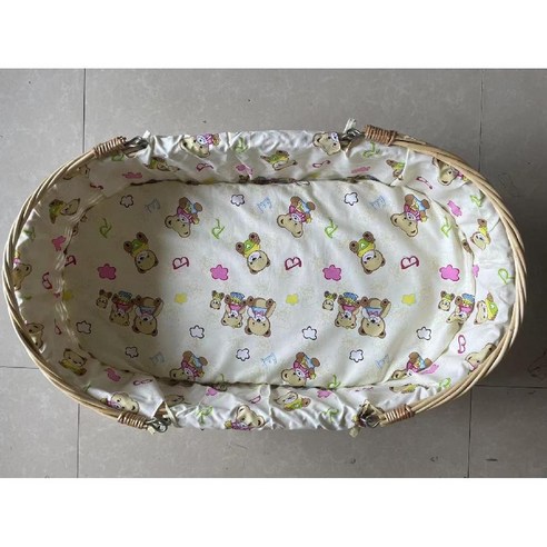 라탄 아기침대 침대 아기 바구니 요람 신생아 원목 등나무 요람침대 아기요람 촬영, 4. 90 cm+옐로우 라이닝