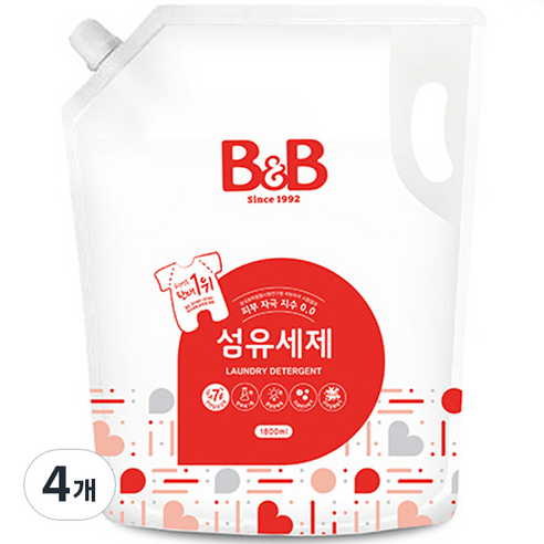 비앤비 섬유세제 리필, 1.5L, 8개