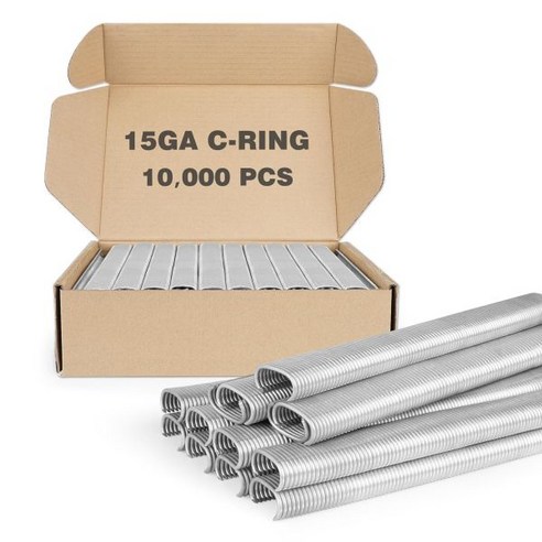 SC7 15 게이지 3/4인치 이너 크라운 15/16인치 아웃사이드 아연도금 C 링 스테이플 10 000 PCS/박스 호그링 건 플라이어용, 1 Box (10/000pcs), 10000