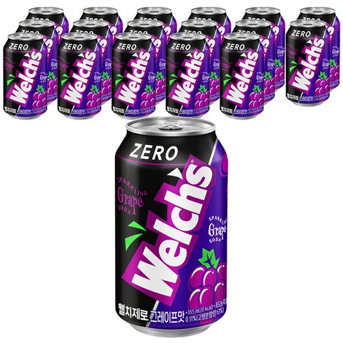 포도맛웰치스 웰치스제로포도맛 웰치제로그레이프맛(355ml)X1캔 제로탄산