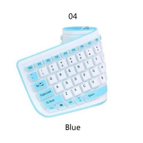 기계식 키보드 휴대용 사일런트 접이식 실리콘 유연한 USB 소프트 방수 롤업 PC 노트북용, 없음, 2) Blue