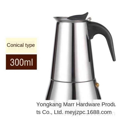 모카포트 드립포트 간헐천 moka expresso 커피 메이커 46 컵 304 스테인레스 스틸 커피 모카 포트 메이커 기계 스토브 탑 간헐천 커피 기계, 2인 100ml