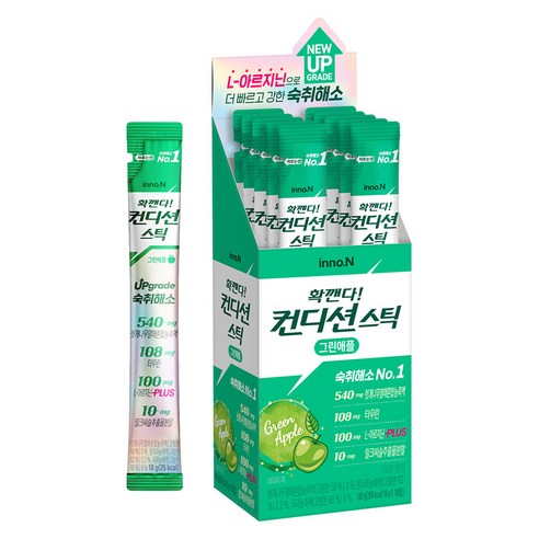 이노엔 컨디션 스틱 18g 2개 그린애플 맛 숙취해소 컨디션