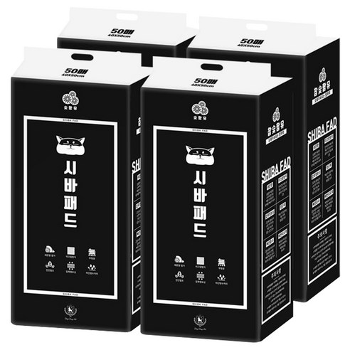 딩동펫 시바 배변패드 숯 37g 레몬향, 50매, 4개