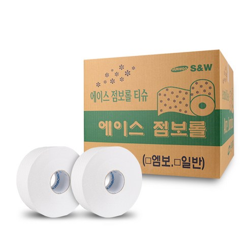 물에잘녹는 업소용 점보롤 화장지 500m 엠보싱 대용량 16롤, 1개