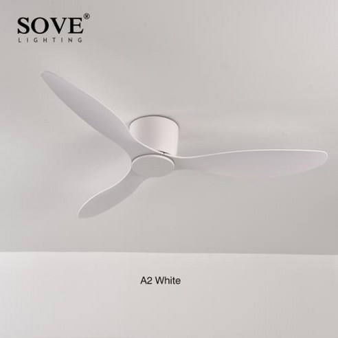 실링팬 SOVE 모던 로우 플로어 DC 모터 블랙 화이트 천장 선풍기 30W 원격 제어 심플한 조명 없는 가정용 220V, 1) A2 White  42 inch