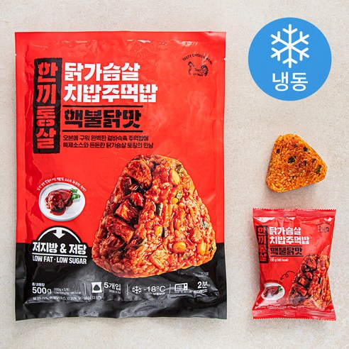 한끼통살 닭가슴살 치밥주먹밥 핵불닭맛 5개입 (냉동), 500g, 6개