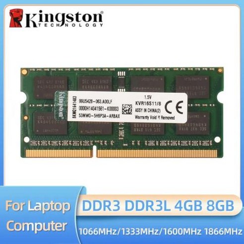 DDR38GB Kingston 노트북 DDR3L DDR3 듀얼 채널 8GB 4GB 1066Mhz 1333Mhz 1600Mhz 1866Mhz SO-DIMM PC3-8500 1060, 8.4GB DDR3L 1866MHZ