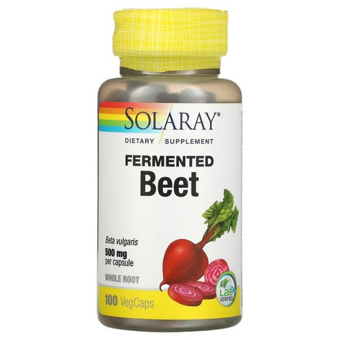 솔라레이 Solaray 발효 비트 뿌리 보충제 100Serv 100VegCaps, 1개, 100정