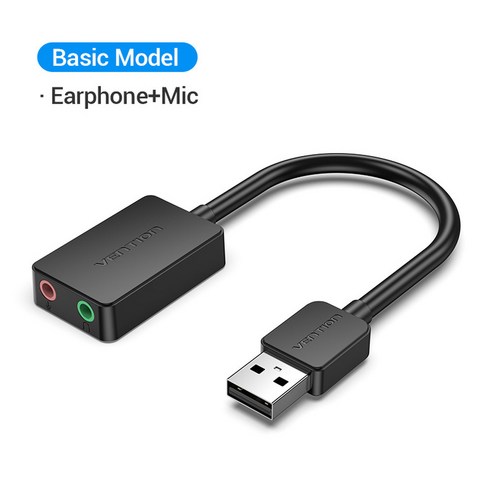 Vention USB 외장 사운드 카드 USB 3 5mm 오디오 어댑터 USB 이어폰 마이크 북 컴퓨터 노트북 PS4 사운드 카드, 4) Basic model