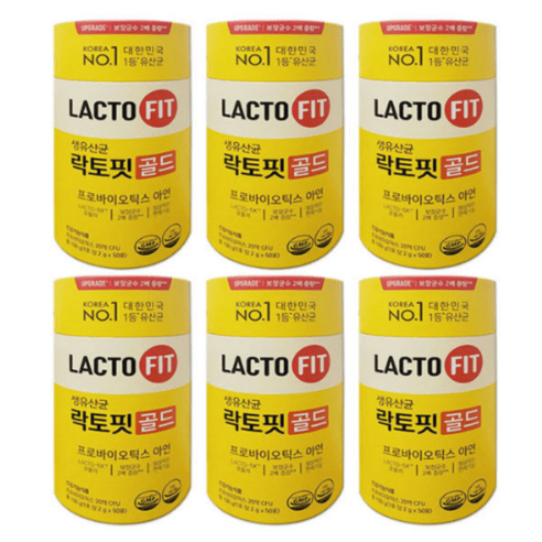 [6개묶음] 종근당건강 락토핏 생유산균 골드 50포 6통 총300포, 100g, 6개