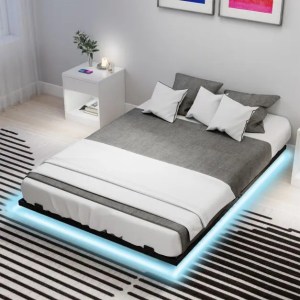 Double/King Size Floating Bed Frame Modern Metal Platform Bed with LED Lights-Double Size Double/King Size Floating Bed Frame Modern Metal Platform Bed with LED Lights-Double Size