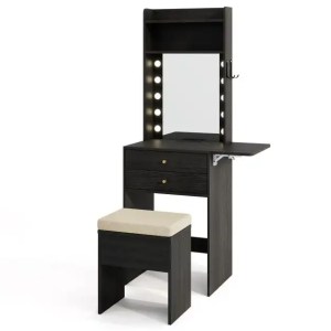 Small Makeup Vanity Desk with Mirror and Lights with Charging Station-Black Small Makeup Vanity Desk with Mirror and Lights with Charging Station-Black