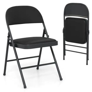 Padded Party Chairs with Metal Frame for Indoor Outdoor Use-Black Padded Party Chairs with Metal Frame for Indoor Outdoor Use-Black