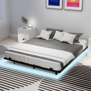 Double/King Size Floating Bed Frame Modern Metal Platform Bed with LED Lights-king size Double/King Size Floating Bed Frame Modern Metal Platform Bed with LED Lights-king size