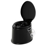 Portable Travel Toilet with Detachable Inner Bucket and Removable Toilet Paper Holder-Black Portable Travel Toilet with Detachable Inner Bucket and Removable Toilet Paper Holder-Black