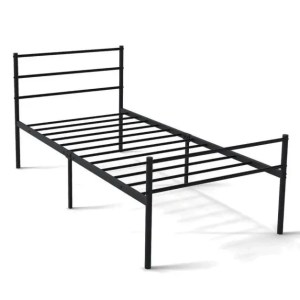 Single Size Modern Bed Frame with Metal Slat Support-Black Single Size Modern Bed Frame with Metal Slat Support-Black