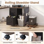 Printer Stand with Rolling Shredder Stand & Charging Station with Wheels-Rustic Brown Printer Stand with Rolling Shredder Stand & Charging Station with Wheels-Rustic Brown