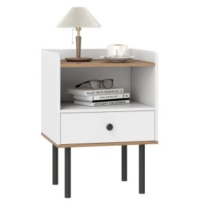 Modern Sofa Side Table with Drawer and Metal Legs for Small Spaces-White-1 Piece Modern Sofa Side Table with Drawer and Metal Legs for Small Spaces-White-1 Piece