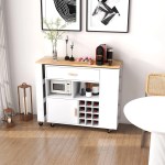 Reversible Folding Kitchen Island Cart with Wine Rack and Spice Rack Reversible Folding Kitchen Island Cart with Wine Rack and Spice Rack