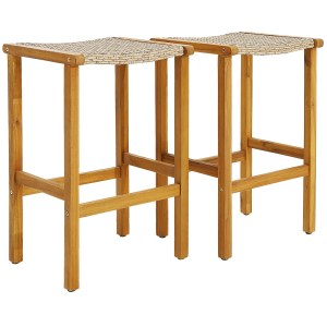 Patio Wood Bar Stools Set of 2/4-2Pieces Patio Wood Bar Stools Set of 2/4-2Pieces