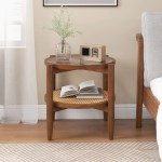 Rattan Round Side End Table with Tempered Glass Tabletop Rattan Round Side End Table with Tempered Glass Tabletop